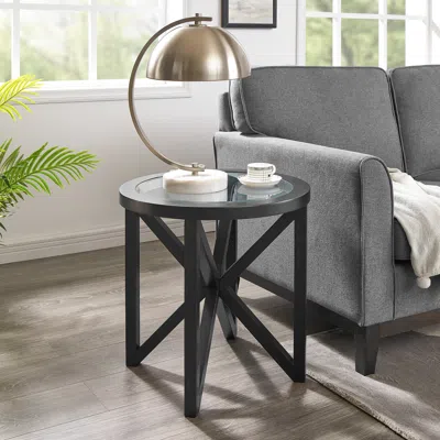 Streamdale Furniture Streamdale Modern Tempered Glass Coffee Table With Wood Base In Brown