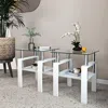 Streamdale Furniture Streamdale Modern Tempered Glass Square Coffee Table Set