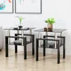 Streamdale Furniture Streamdale Modern Tempered Glass Square Coffee Table Set