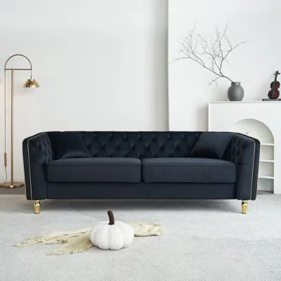 Streamdale Furniture Streamdale Modern Tufted Velvet Sofa - Black