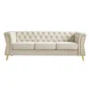 Streamdale Furniture Streamdale Modern Tufted Velvet Sofa 87.4 Inch For Living Room Beige Color In White