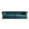 Streamdale Furniture Streamdale Modern Tufted Velvet Sofa 87.4 Inch For Living Room Green Color