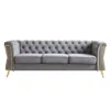 Streamdale Furniture Streamdale Modern Tufted Velvet Sofa 87.4 Inch For Living Room Light Grey Color In Gray