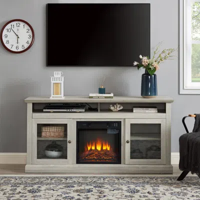 Streamdale Furniture Streamdale Modern Tv Media Stand With 18" Fireplace Insert In Gray