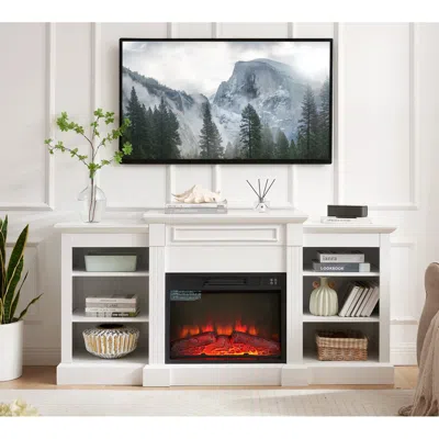 Streamdale Furniture Streamdale Modern Tv Media Stand With Fireplace, Up To 70" Tv, White