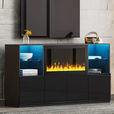 Streamdale Furniture Streamdale Modern Tv Stand With Electric Fireplace & Led Light