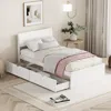 Streamdale Furniture Streamdale Modern Twin Bed Frame With High Gloss Finish And 2 Drawers