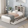 Streamdale Furniture Streamdale Modern Twin Size Bed Frame With Built-in Usb Port On Bookcase Headboard And 2 Drawers For