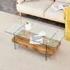 Streamdale Furniture Streamdale Modern Two-tier Coffee Table - Glass & Wood Texture