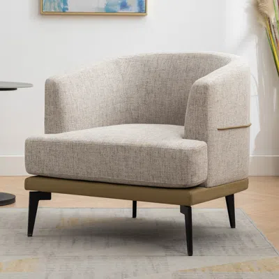 Streamdale Furniture Streamdale Modern Twotone Barrel Fabric Chair In Brown