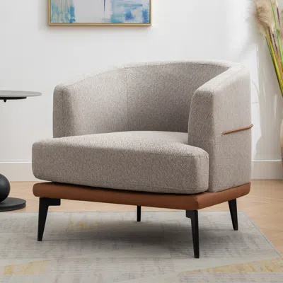 Streamdale Furniture Streamdale Modern Twotone Barrel Fabric Chair In Gray