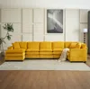 STREAMDALE FURNITURE STREAMDALE MODERN U SHAPED 6-SEAT SECTIONAL SOFA COUCH WITH ONE OTTOMAN AND THREE TOSS PILLOWS
