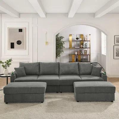 Streamdale Furniture Streamdale Modern U-shaped Sofa With Ottomans & Storage
