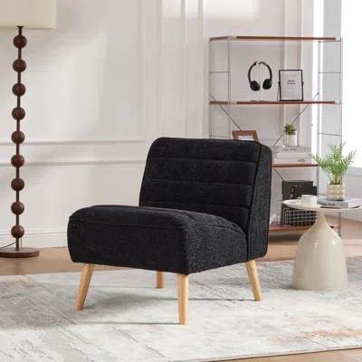 Streamdale Furniture Streamdale Modern Upholstered Accent Chair, Chenille, Black
