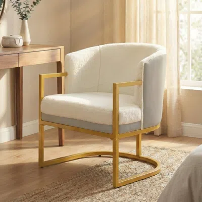 Streamdale Furniture Streamdale Modern Upholstered Accent Chair With Gold Metal Frame Beige