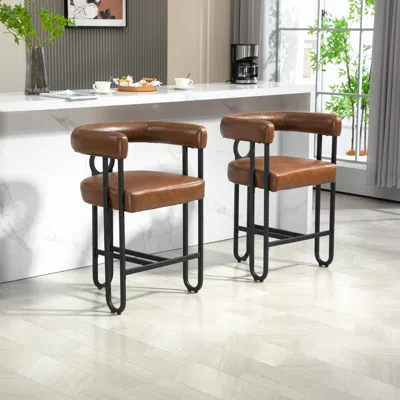 Streamdale Furniture Streamdale Modern Upholstered Bar Stool Set Of 2 (light Brown)