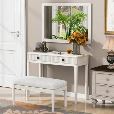 Streamdale Furniture Streamdale Modern Vanity Desk Set With Mirror & Stool