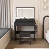 Streamdale Furniture Streamdale Modern Vanity Desk With Lighted Mirror & Power Outlet - Black