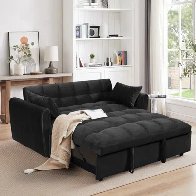 Streamdale Furniture Streamdale Modern Velvet 3-in-1 Sofa Bed With Storage And Pillow
