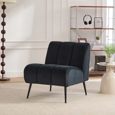 Streamdale Furniture Streamdale Modern Velvet Accent Chair - Black