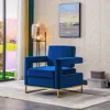 Streamdale Furniture Streamdale Modern Velvet Accent Chair, Elegant Armchair With Stainless Steel Base In Blue