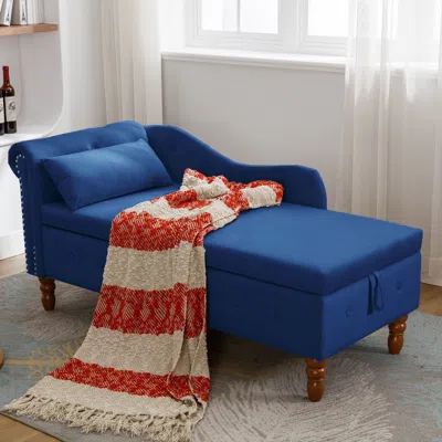 Streamdale Furniture Streamdale Modern Velvet Chaise Lounge With Storage & Pillow