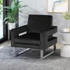 Streamdale Furniture Streamdale Modern Velvet Club Chair With Geometric Accents And Stainless Steel Legs