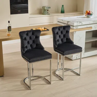 Streamdale Furniture Streamdale Modern Velvet Counter Height Barstools (set Of 2)