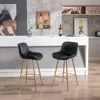 Streamdale Furniture Streamdale Modern Velvet Counter Stools With Gold Legs (set Of 2) In Black