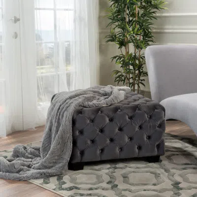 Streamdale Furniture Streamdale Modern Velvet Glam Ottoman With Diamond Stitching