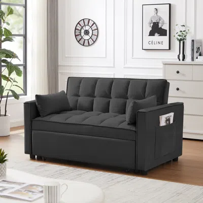 Streamdale Furniture Streamdale Modern Velvet Loveseat Futon Sofa Couch W/pullout Bed