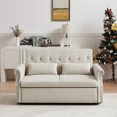 Streamdale Furniture Streamdale Modern Velvet Loveseat Sleeper Sofa With Pull Out Bed