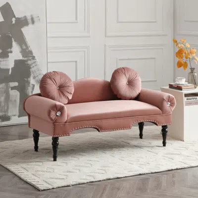 Streamdale Furniture Streamdale Modern Velvet Loveseat With Nailhead Trim & 2 Pillows