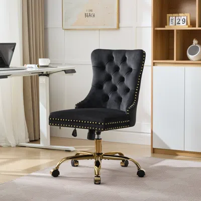 Streamdale Furniture Streamdale Modern Velvet Office Chair - Adjustable & Swivel (black)