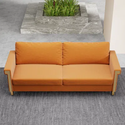 Streamdale Furniture Streamdale Modern Velvet Sofa With Gold Legs & Deep Cushions (76.34")