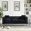 Streamdale Furniture Streamdale Modern Velvet Sofa With Tufted Buttons & Pillows In Black