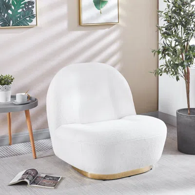 Streamdale Furniture Streamdale Modern Velvet Swivel Accent Chair In White