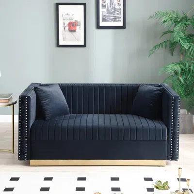 Streamdale Furniture Streamdale Modern Velvet Tufted Sofa Set With Pillows