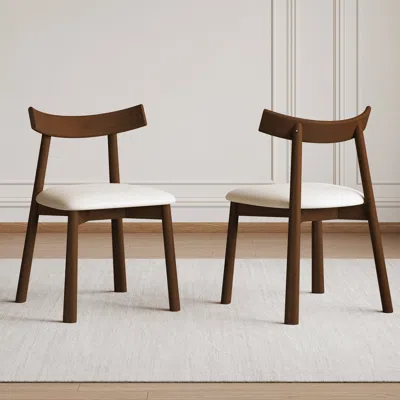 Streamdale Furniture Streamdale Modern Walnut Dining Chairs With Thick Cushions (set Of 2)