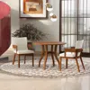 Streamdale Furniture Streamdale Modern Walnut Wood & White Glossy Pu Leather Upholstered Dining Chairs Set Of 2