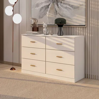 Streamdale Furniture Streamdale Modern White 6-drawer Dresser For Bedroom - Ample Storage Wide