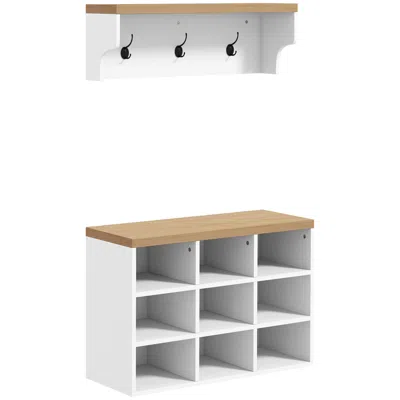 Streamdale Furniture Streamdale Modern White Coat Rack & Shoe Bench Set