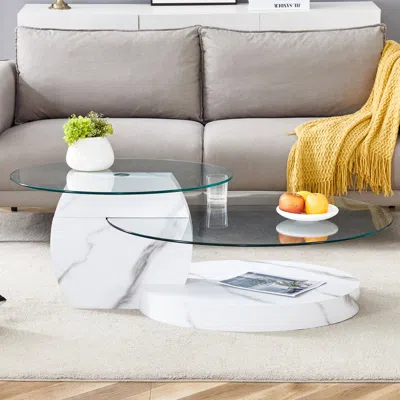 Streamdale Furniture Streamdale Modern White Marble Coffee Table