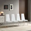 Streamdale Furniture Streamdale Modern White Pu Leather Dining Chair Set Of 4