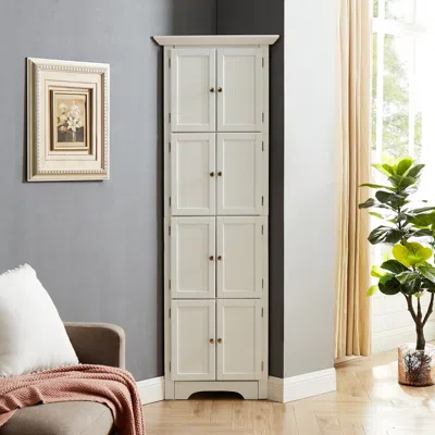 Streamdale Furniture Streamdale Modern White Tall Storage Cabinet With Doors And 4 Shelves In Neutral