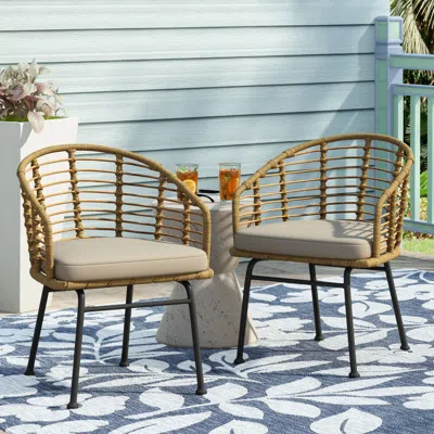Streamdale Furniture Streamdale Modern Wicker Tub Chair Set With Water-resistant Cushions - 2-piece Set