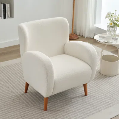 Streamdale Furniture Streamdale Modern Wingback Lounge Chair With Soft Fabric And Wood Legs
