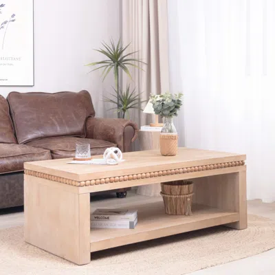 Streamdale Furniture Streamdale Modern Wood Coffee Table - 47" Rectangular, Open Shelf, Light Natural In Brown