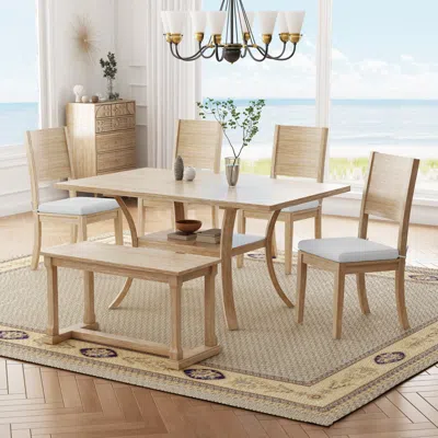 Streamdale Furniture Streamdale Modern Wood Dining Table & Chair Set With Bench And Cushions