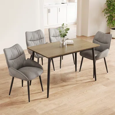 Streamdale Furniture Streamdale Modern Wood Grain Dining Set (table & 4 Chairs)